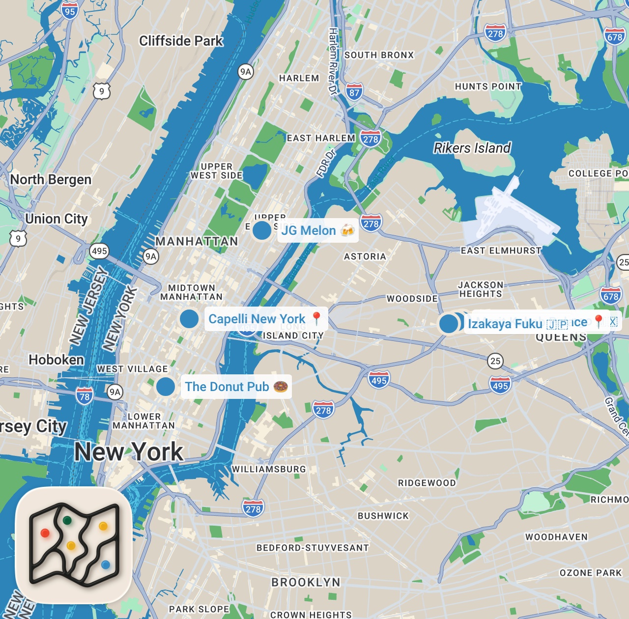 Map preview for I Tried NYC Restaurants After Midnight
