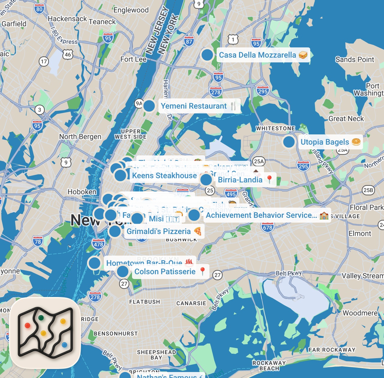 Map preview for 25 Bucket List NYC Foods | Insider Food Marathon