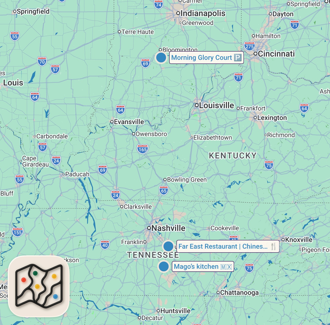 Map of 3 spots from Eating at SKETCHY Restaurants For 24 Hours...