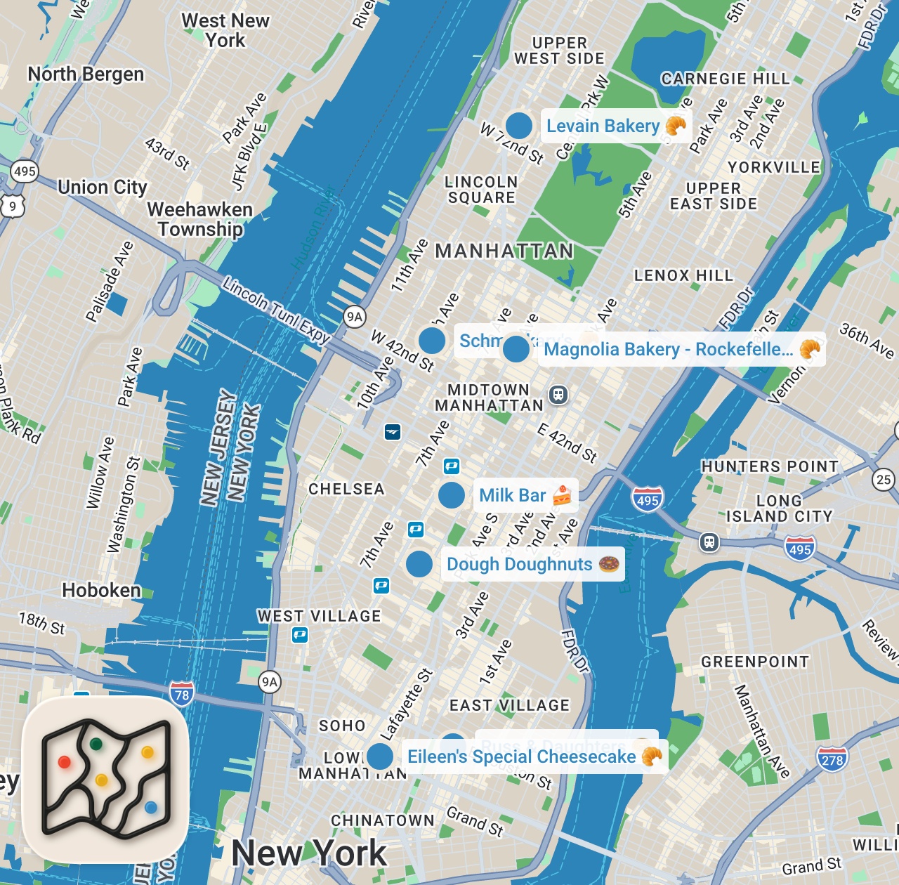 Map preview for Finding the BEST BAKERIES in NEW YORK CITY