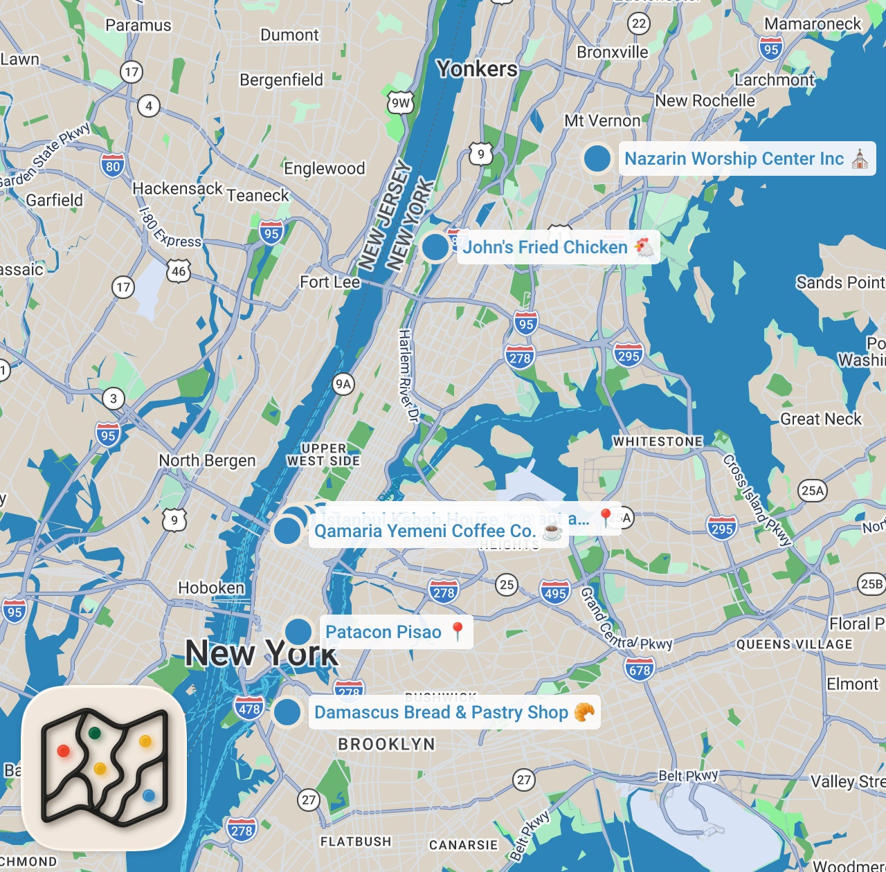 Map preview for I Tested Food From Every Forbidden Country in NYC