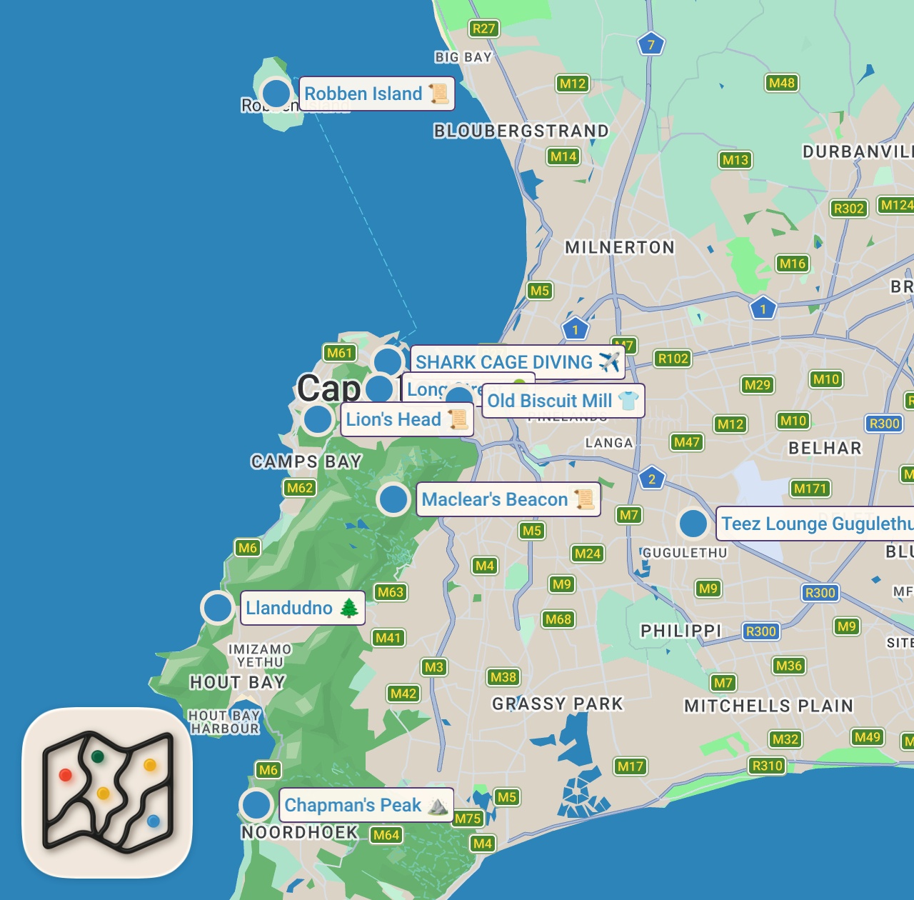 Map of 9 spots from Top 10 Things to Do in Cape Town