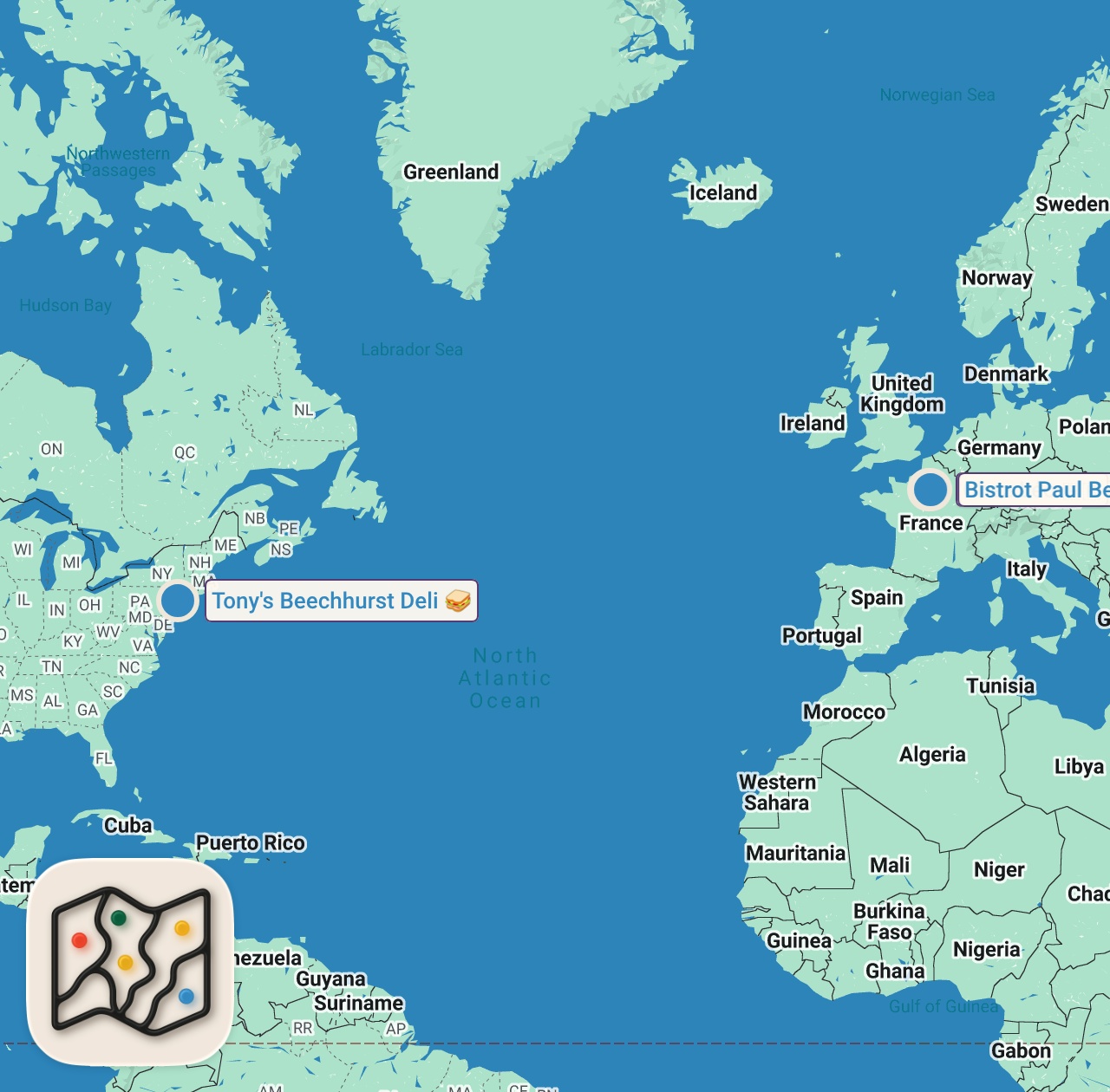 Map preview for FRANCE INVADES NEW YORK CITY: 3 CUISINES IN 1 DAY