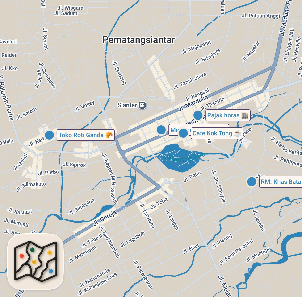 Map preview for BATAK food + INSANE noodles - DEEP Indonesian street food in SIANTAR, Indonesia