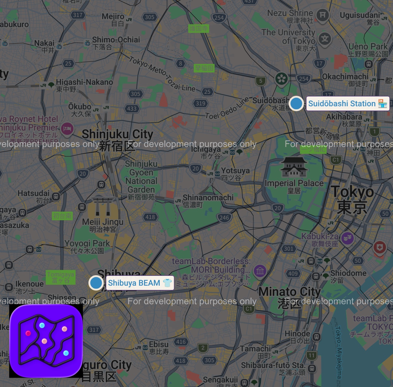 Map of 2 spots from Japan's Hidden Pork Belly Curry Cheese Rice Bowl Shop | Tokyo on Ten