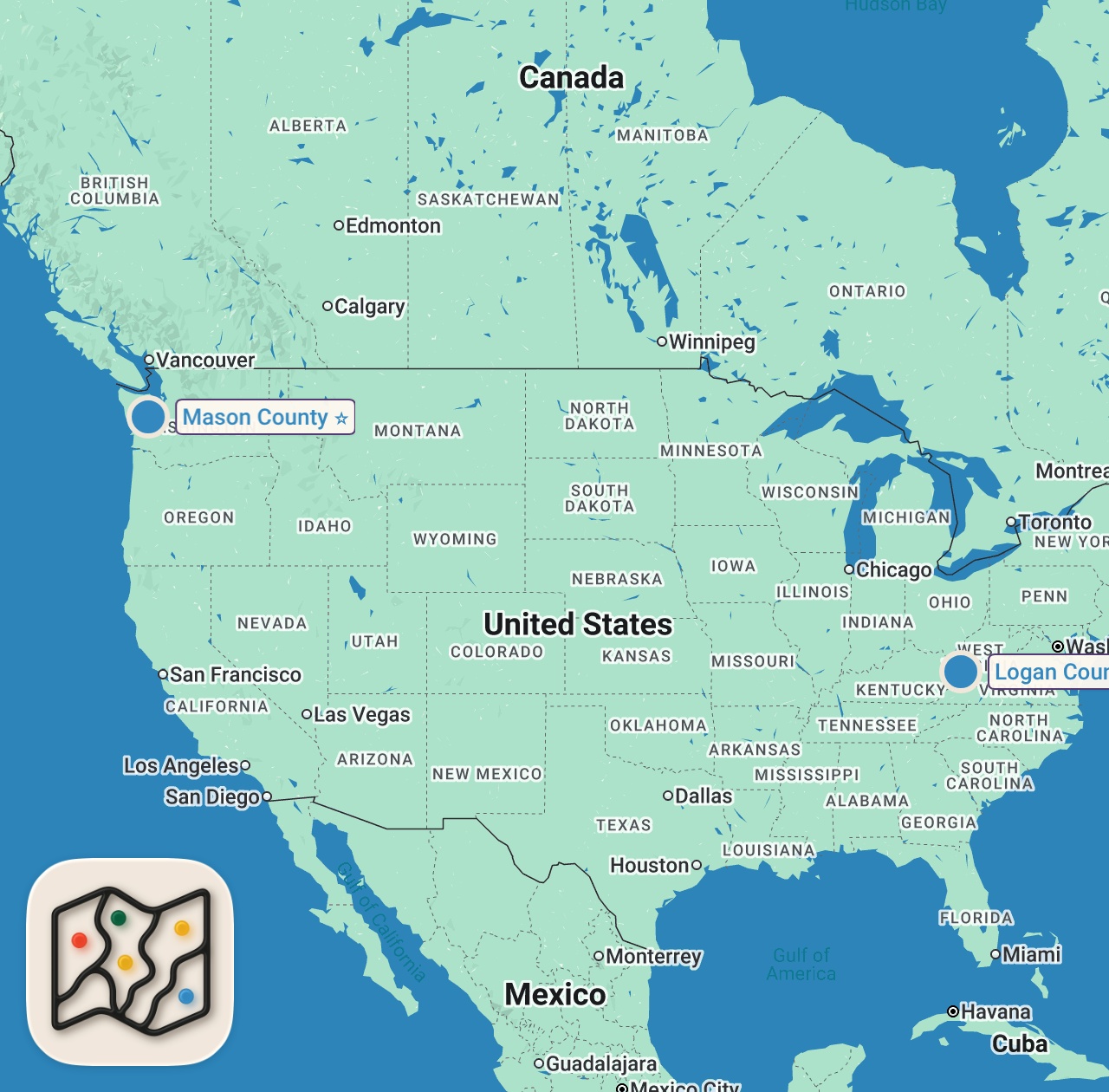 Map of 2 spots from Heart Pounding Hunts from Season 1 | Mountain Monsters | Travel Channel