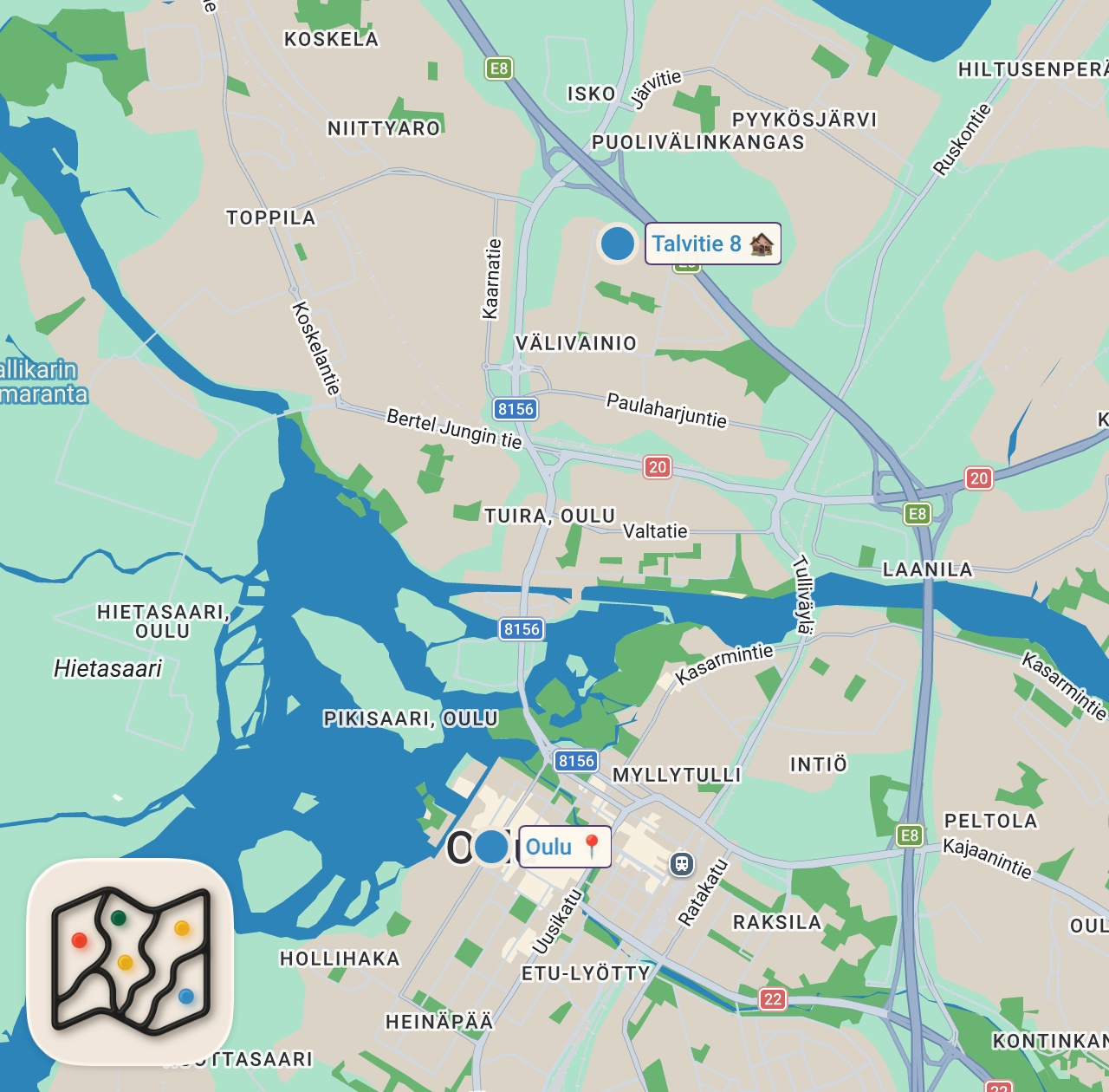 Map of 2 spots from Mies ampui vaimoansa päähän | Välivainion kaksoissurma