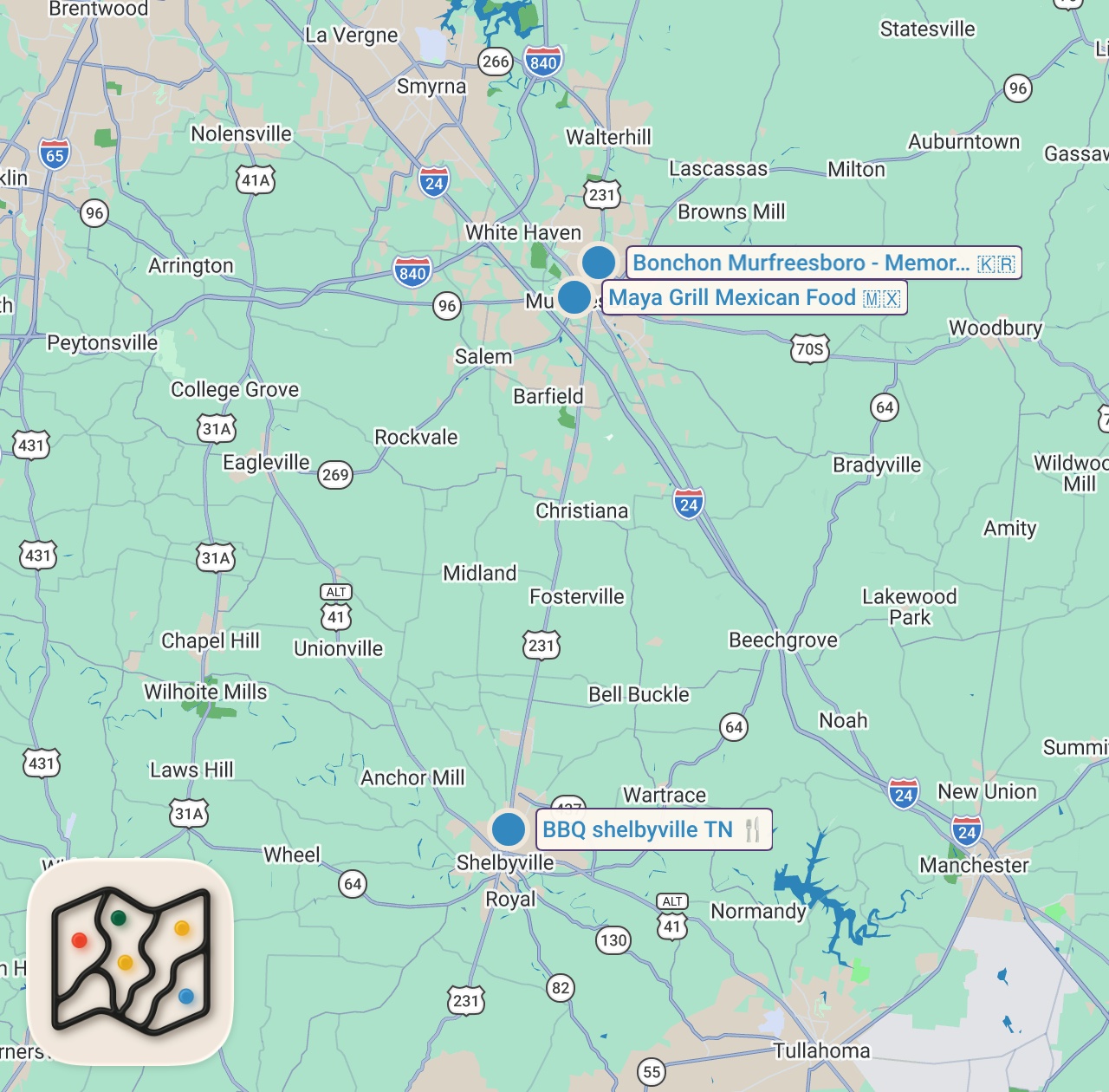 Map of 3 spots from Eating at Fast Food Restaurants I've NEVER Heard of...