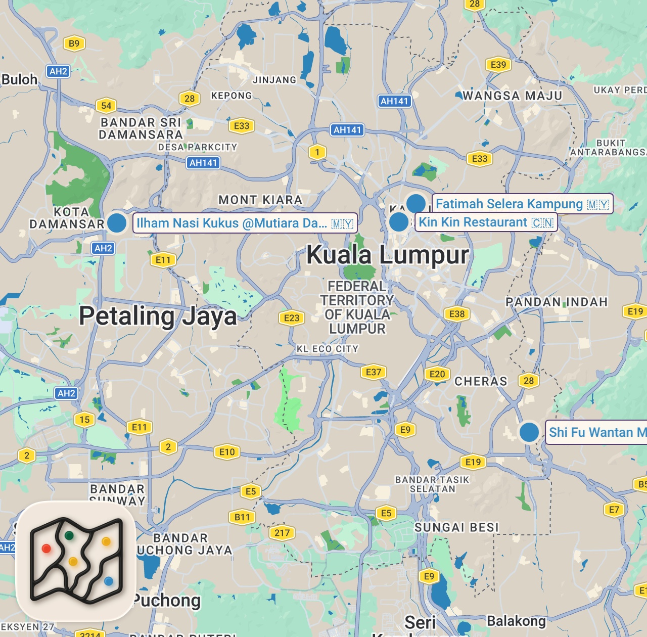 Map of 4 spots from I Tried the World’s Spiciest Malaysian Food!! (Almost Died)