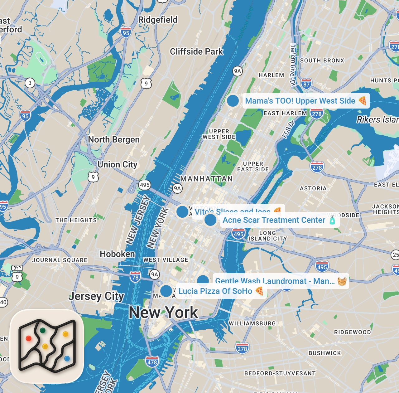 Map preview for Top 5 Must Try NYC Pizza 2025 Edition #nyc #food #NewYork #travel #visitnyc