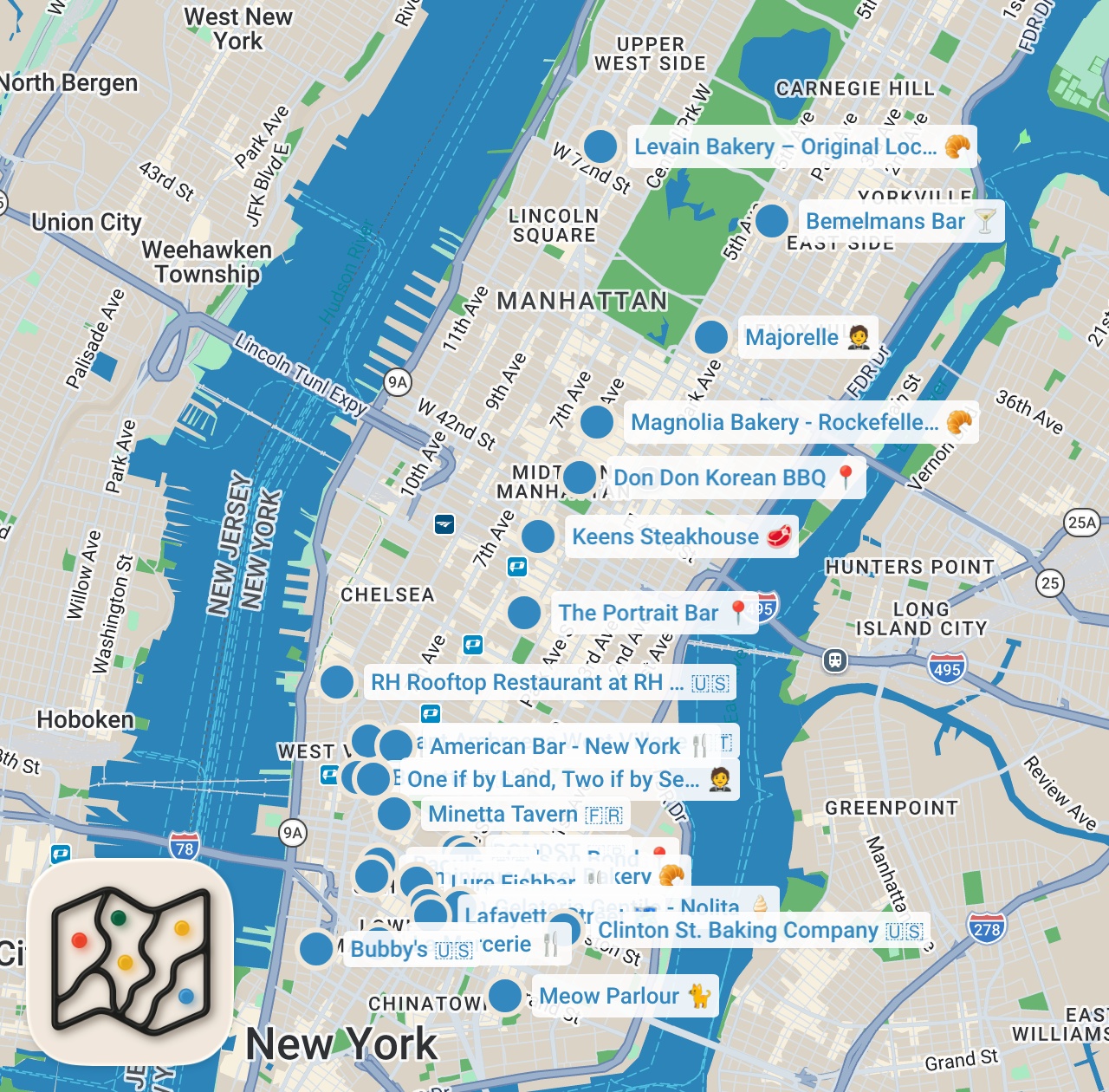 Map preview for Best Restaurants in NYC | My Favorite Spots for Brunch, Dinner & Dessert