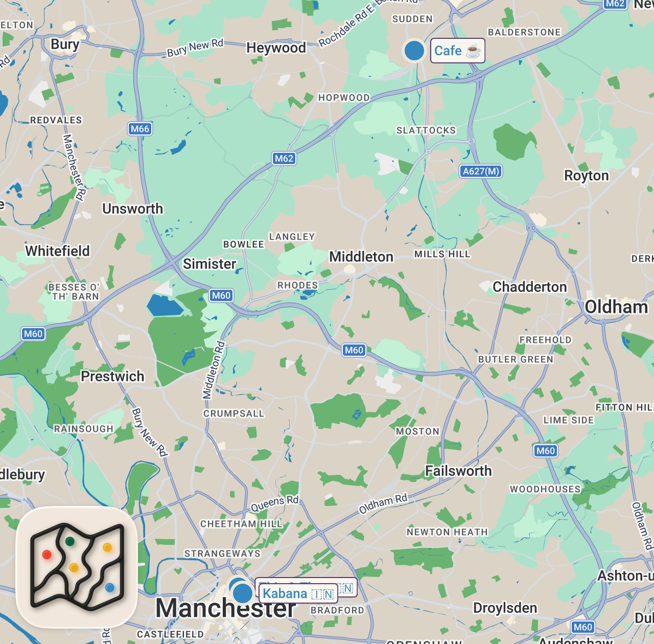 Map of 3 spots from The Hidden Manchester Curry Spots Only Locals Know About!