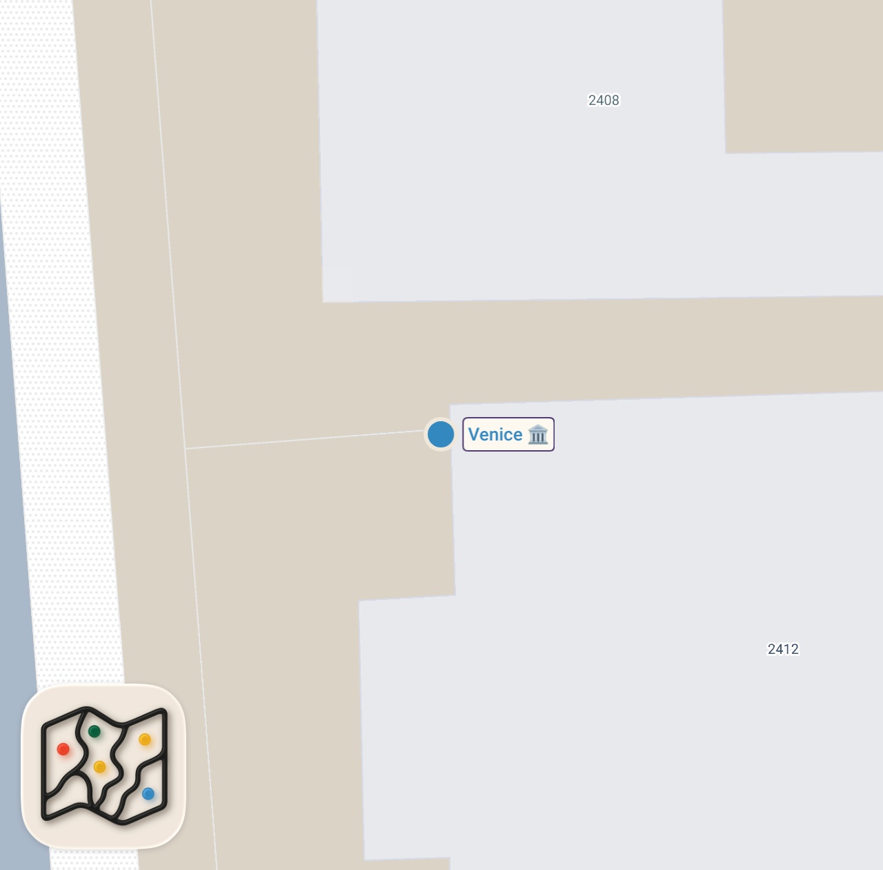 Map of 1 spots from Venice Beach House Tour | Los Angeles California