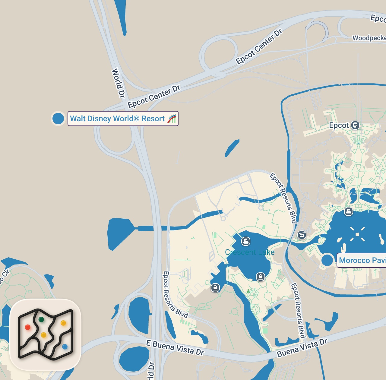 Map of 2 spots from Eating foods that cost the same amount as the temperature at Disney World #shorts