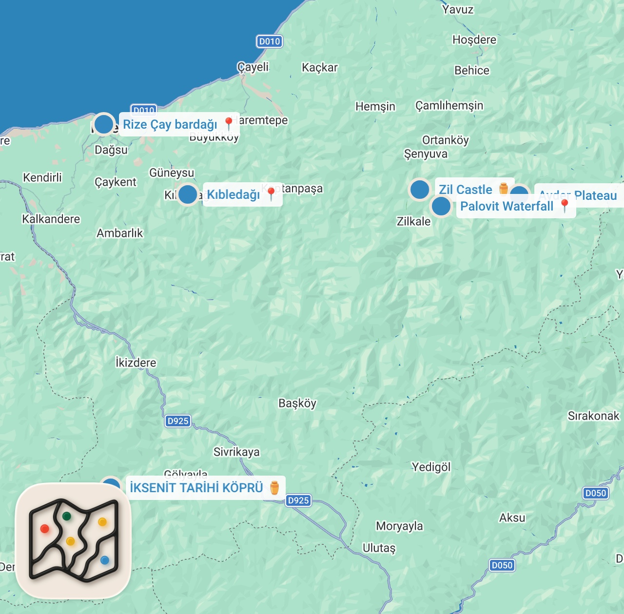 Map preview for Rize'de Bir Günde Gezilecek Yerler l Rize Gezisi - Karadeniz Turu ~97