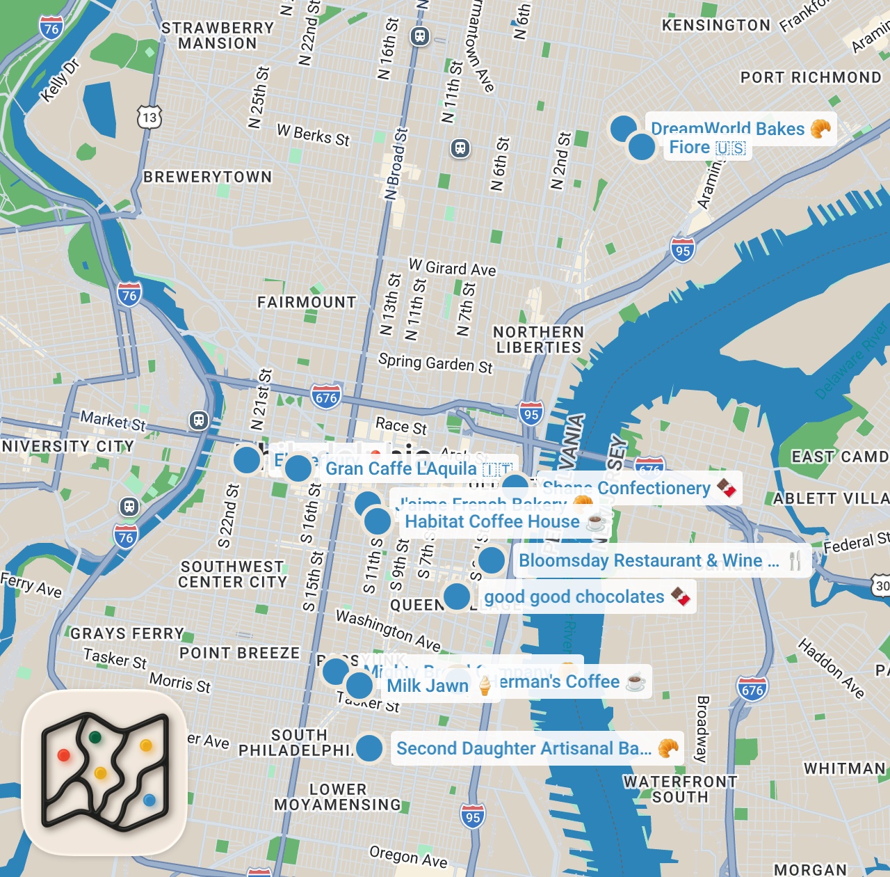 Map preview for Best hot chocolate in Philly!