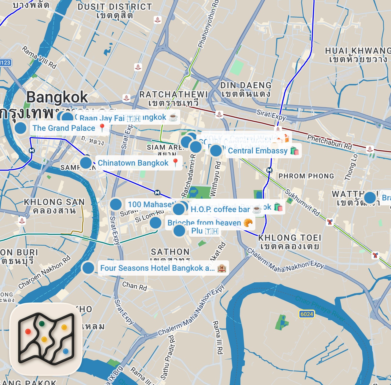 Map preview for BANGKOK REHBERİ | YENGEÇLİ OMLET, JAI FAY, PAD THAI, CHINATOWN, VİRAL LEZZETLER VE TURİST TUZAKLARI