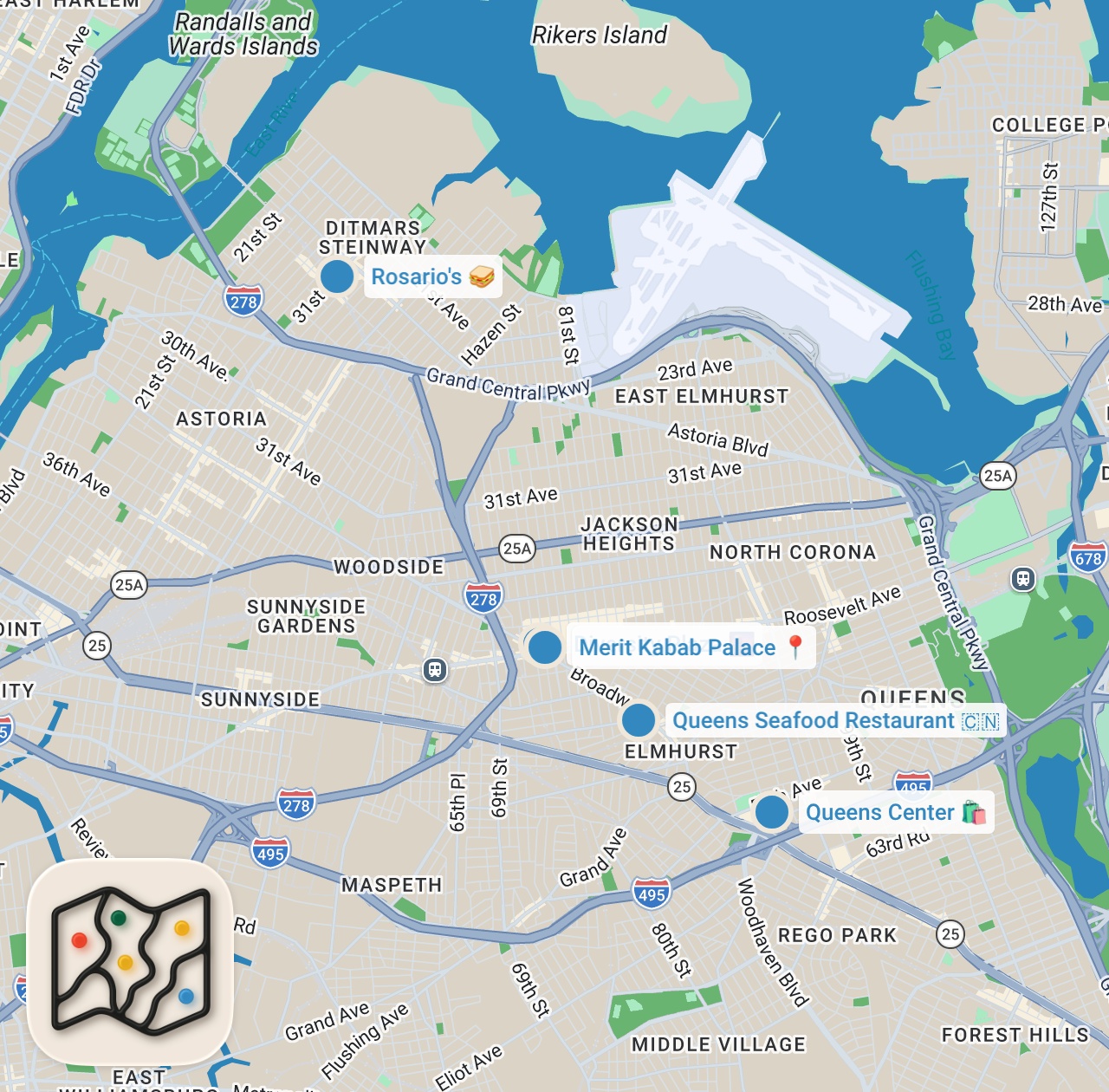 Map preview for THE ULTIMATE GUIDE TO EATING IN QUEENS: THE EXTENDED CUT | FTD