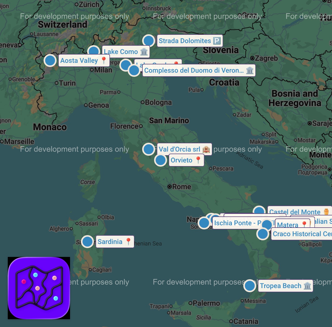 Map of 16 spots from Wonders of Italy | The Best Places in Italy | Travel Video 4K