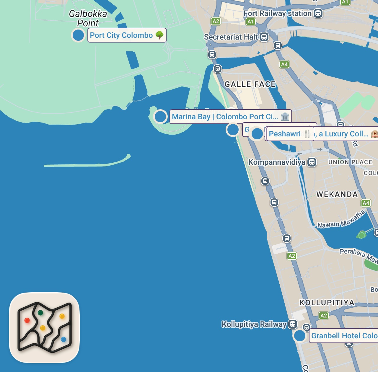 Map of 6 spots from Is This The Future Of Sri Lanka? Luxury Marina In Port City Colombo 🇱🇰