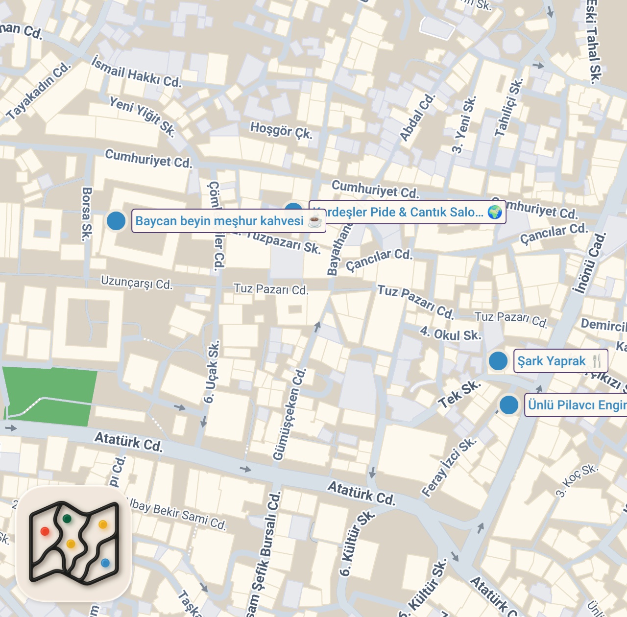 Map preview for BURSA’DA DENEMENİZ GEREKEN 4 LEZZET #bursa #yemek #food #keşfet #keşfetteyiz