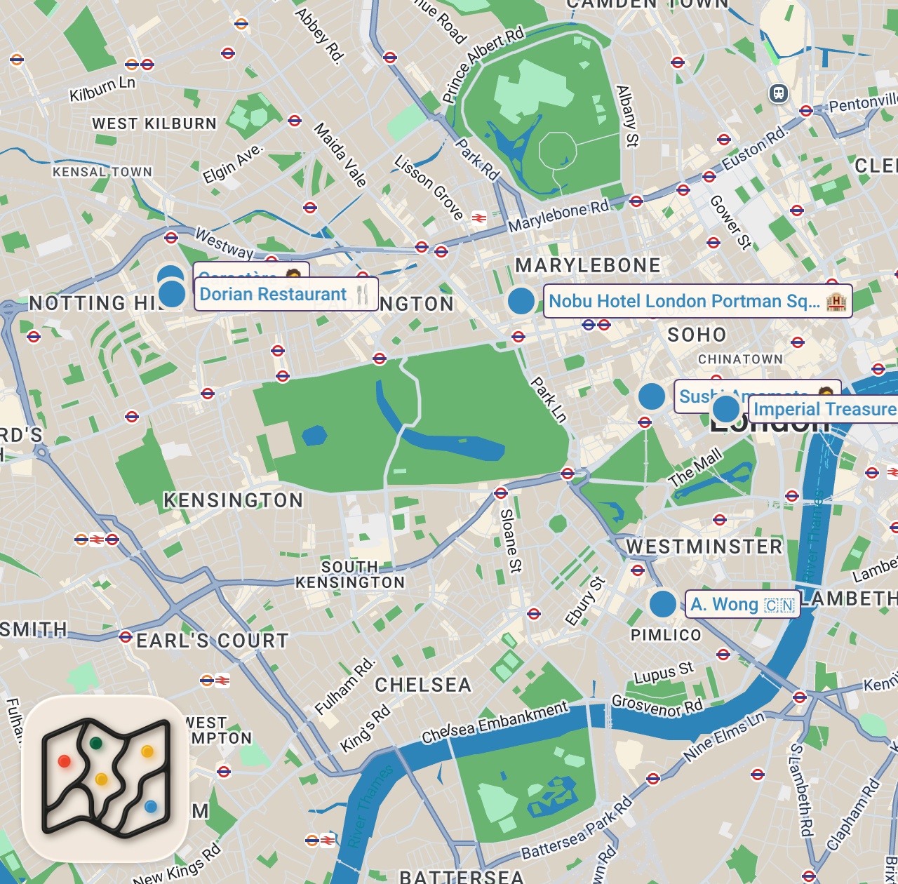 Map of 6 spots from I Asked the World's Best Chefs Where to Eat