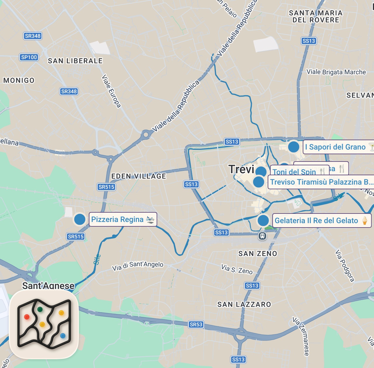 Map preview for 24h in Venice & Treviso | Italian Food Tour – From Lamb Shank to Legendary Tiramisu