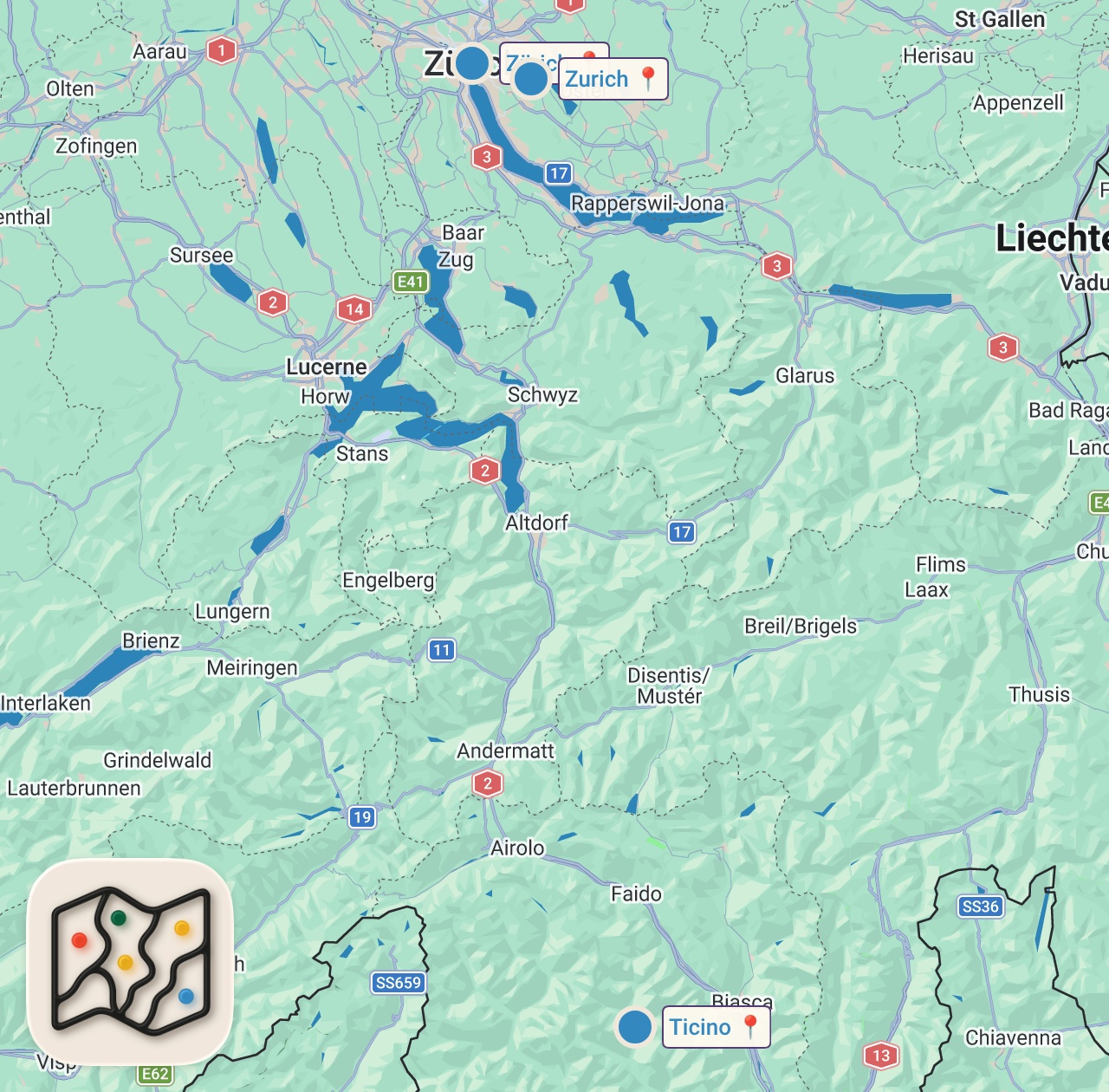 Map of 3 spots from Incredible Top 10 Most Popular Dishes in Switzerland || Traditional Swiss Dishes | Swiss Street Food