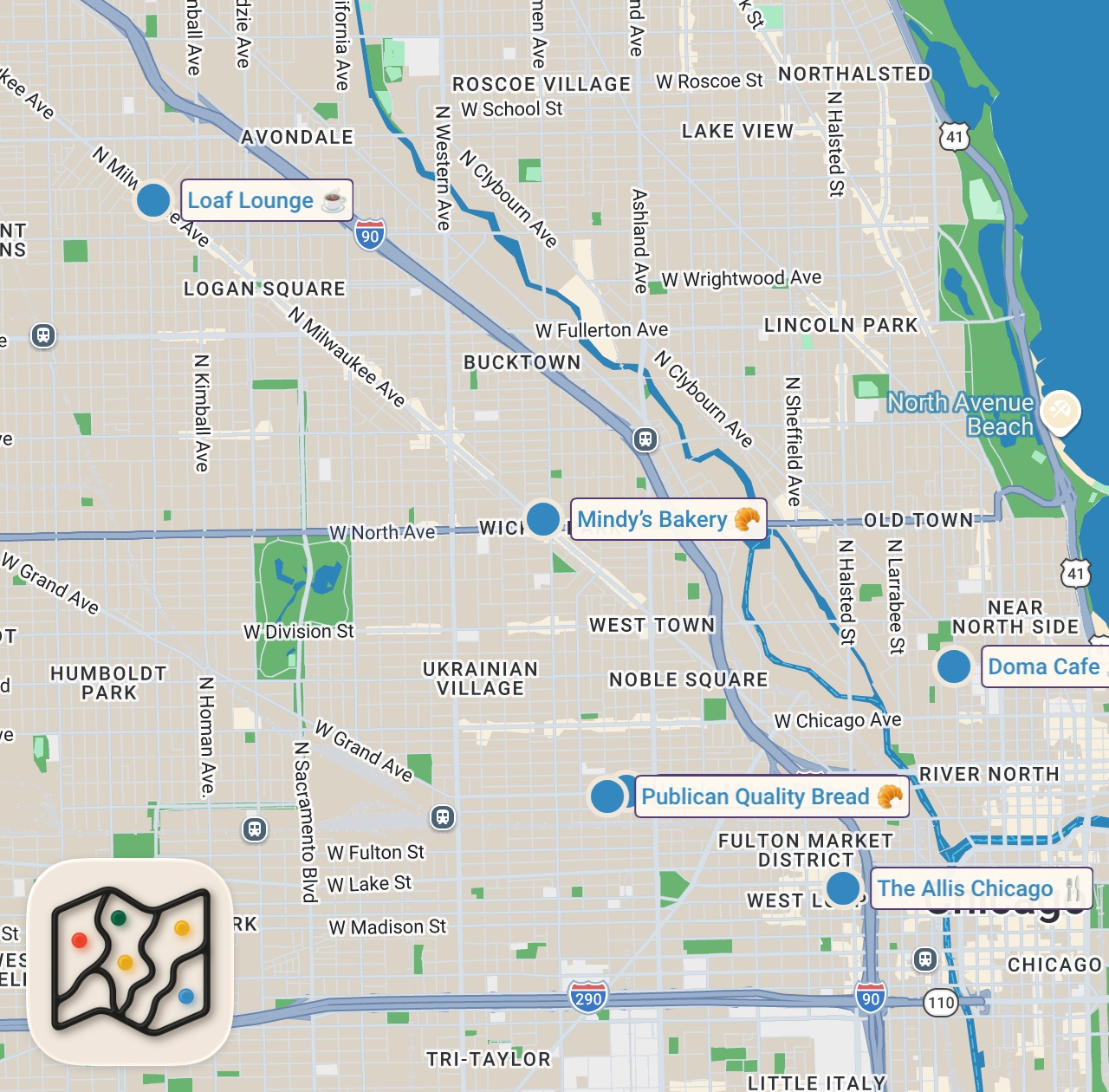 Map of 7 spots from Chicago is the Best Breakfast City in the World! | Jeremy Jacobowitz