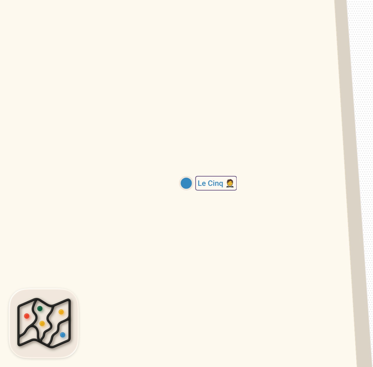 Map of 1 spots from €8 vs €1,640 Dinner in Paris