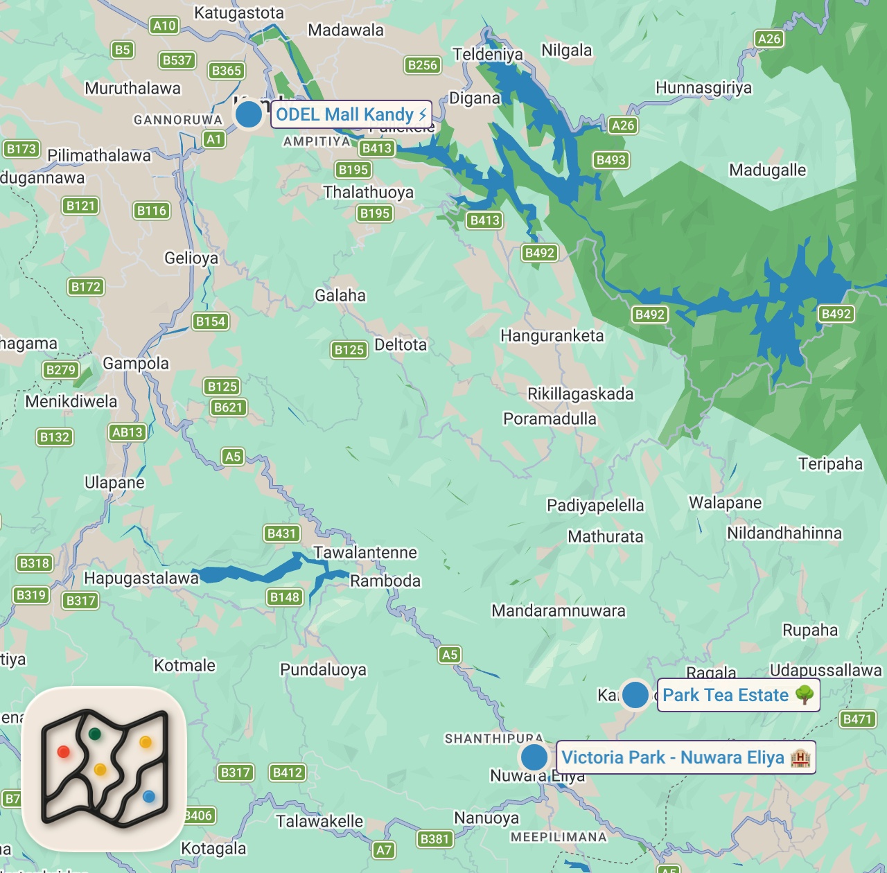 Map of 3 spots from Sri Lanka's Scenic Train Ride from Kandy to Ella
