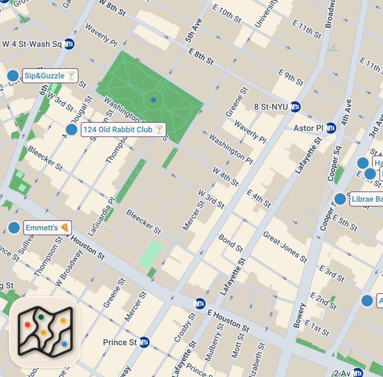 Map of 8 spots from A full day of eating in New York City!