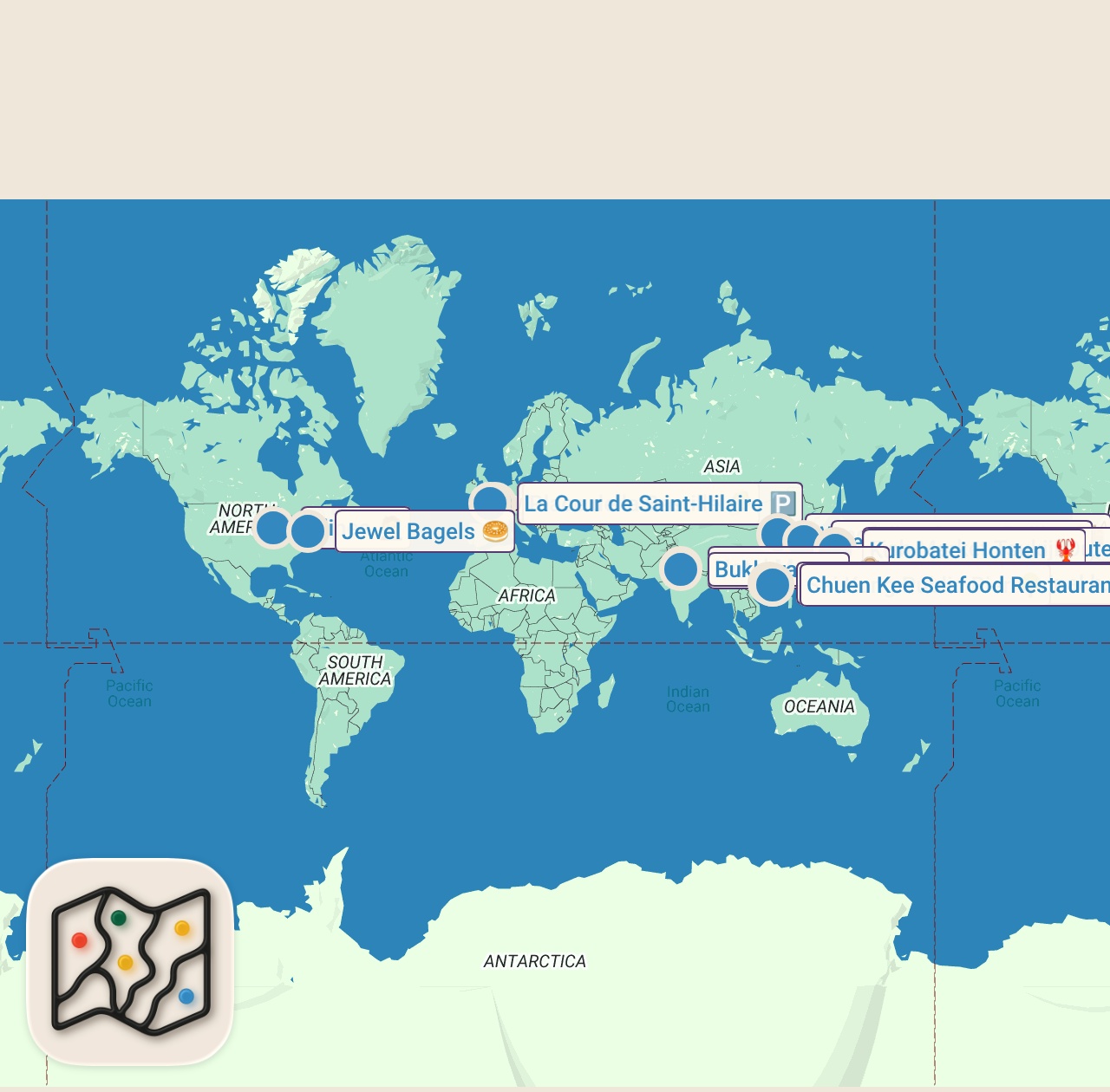 Map of 13 spots from Big Cities Around the World | Bizarre Foods with Andrew Zimmern | Travel Channel