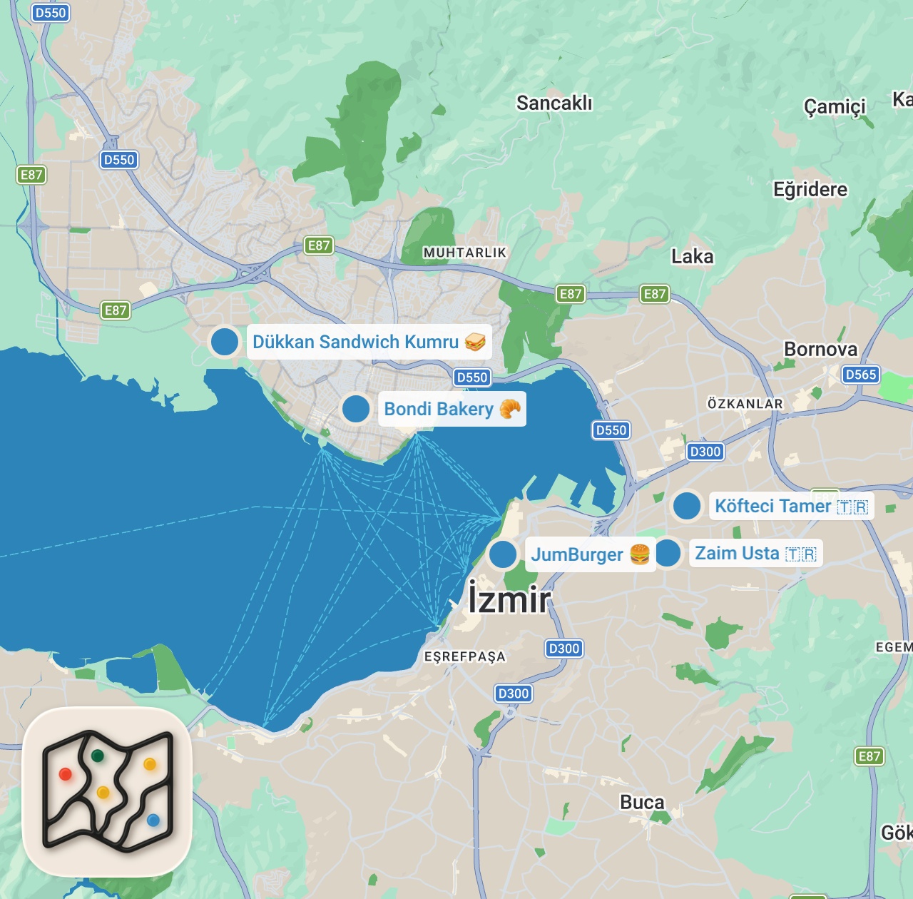Map preview for ŞEHRİNİ GEZDİR | İzmir – Takipçimle Güzel İzmir’de Lezzet Turu - Ayaküstü Lezzetler