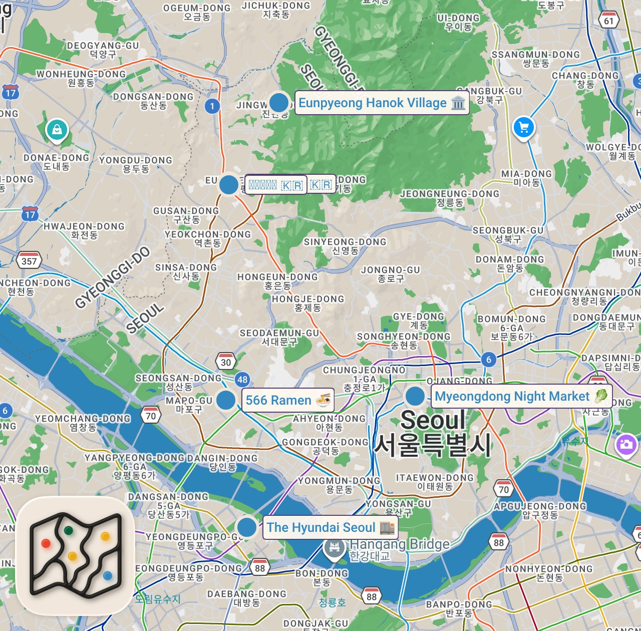 Map of 8 spots from 【🇰🇷韓国】絶品ローカルグルメからのディープな屋台村で食べ歩き飲み歩き‼︎【全10軒】