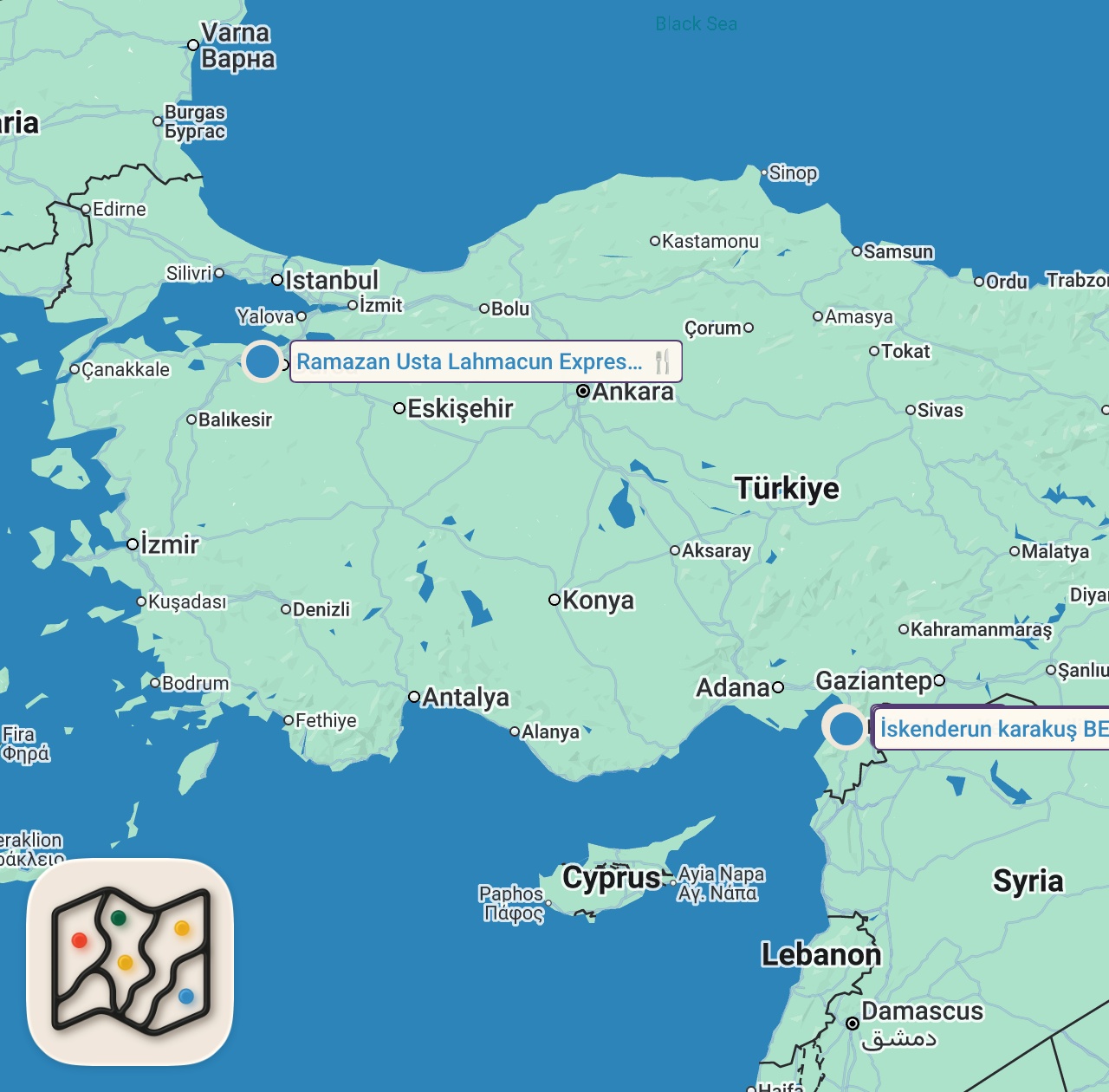Map of 4 spots from ÖĞRENCİLERİN YÜZÜNÜ GÜLDÜREN SERİ!!!
