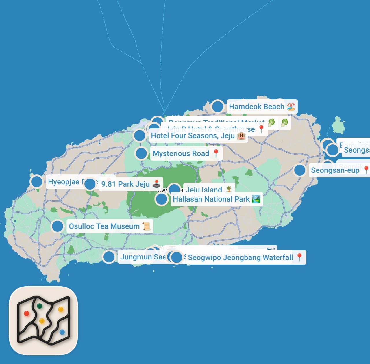 Map preview for Jeju Island 2026 Travel Guide: Visa-Free Paradise in South Korea • Tour Itinerary • Budget Tips Vlog