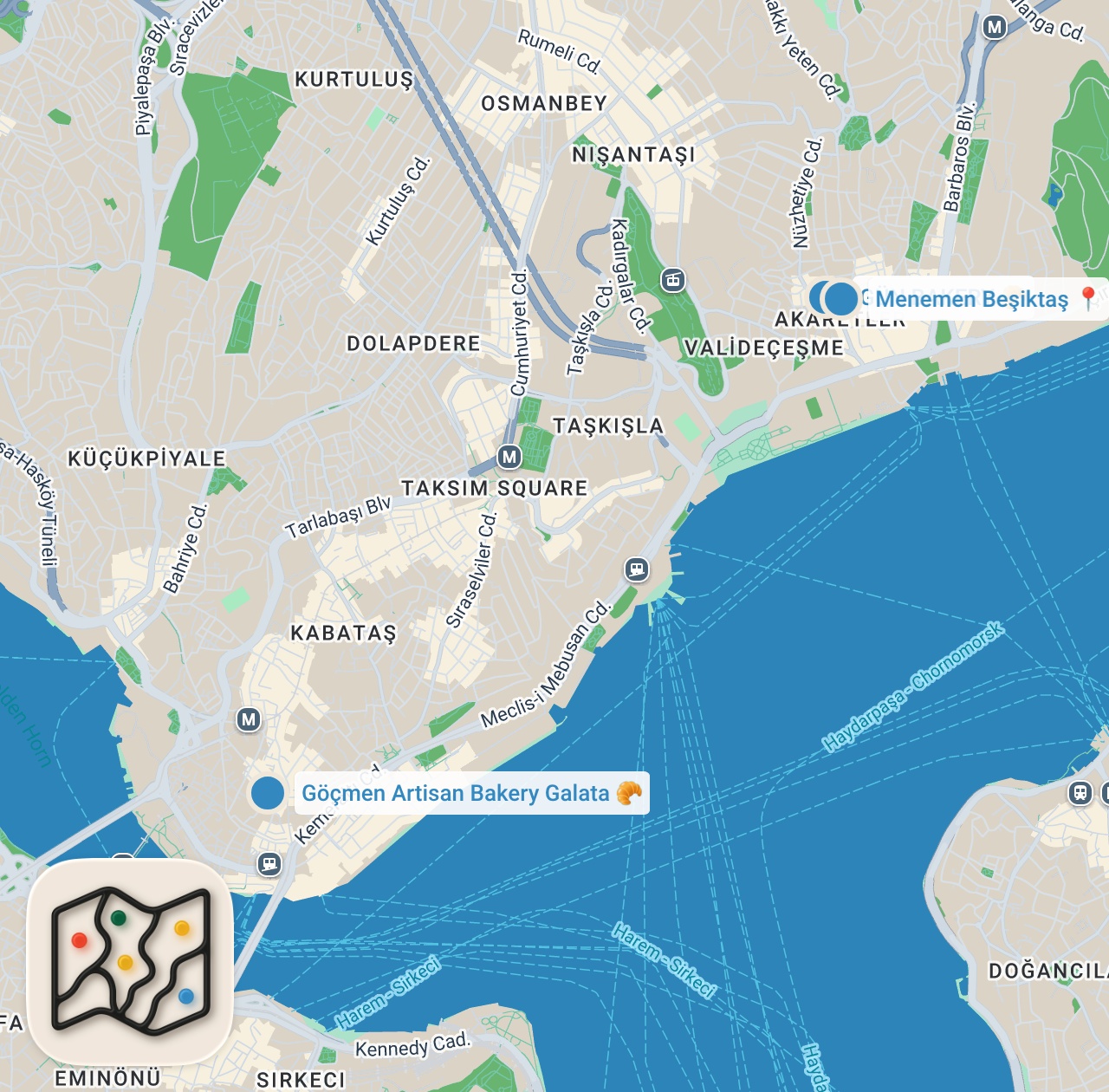 Map preview for İSTANBUL KAHVALTI VLOG (Çakallı menemeni, Göçmen böreği, Focaccia sandviç) - Ayaküstü Lezzetler