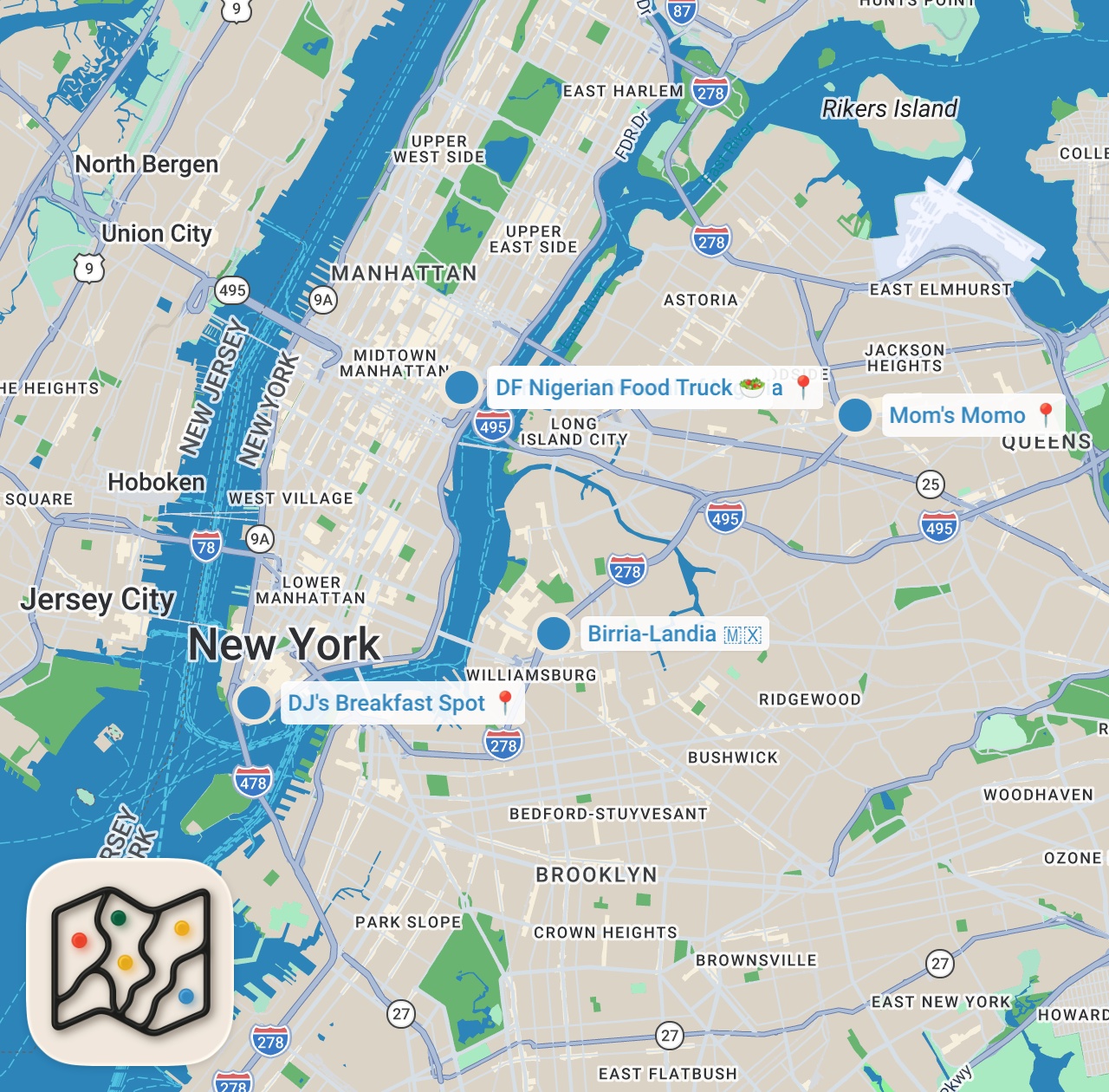 Map preview for I Ate Only NYC Street Food for 50 Hours