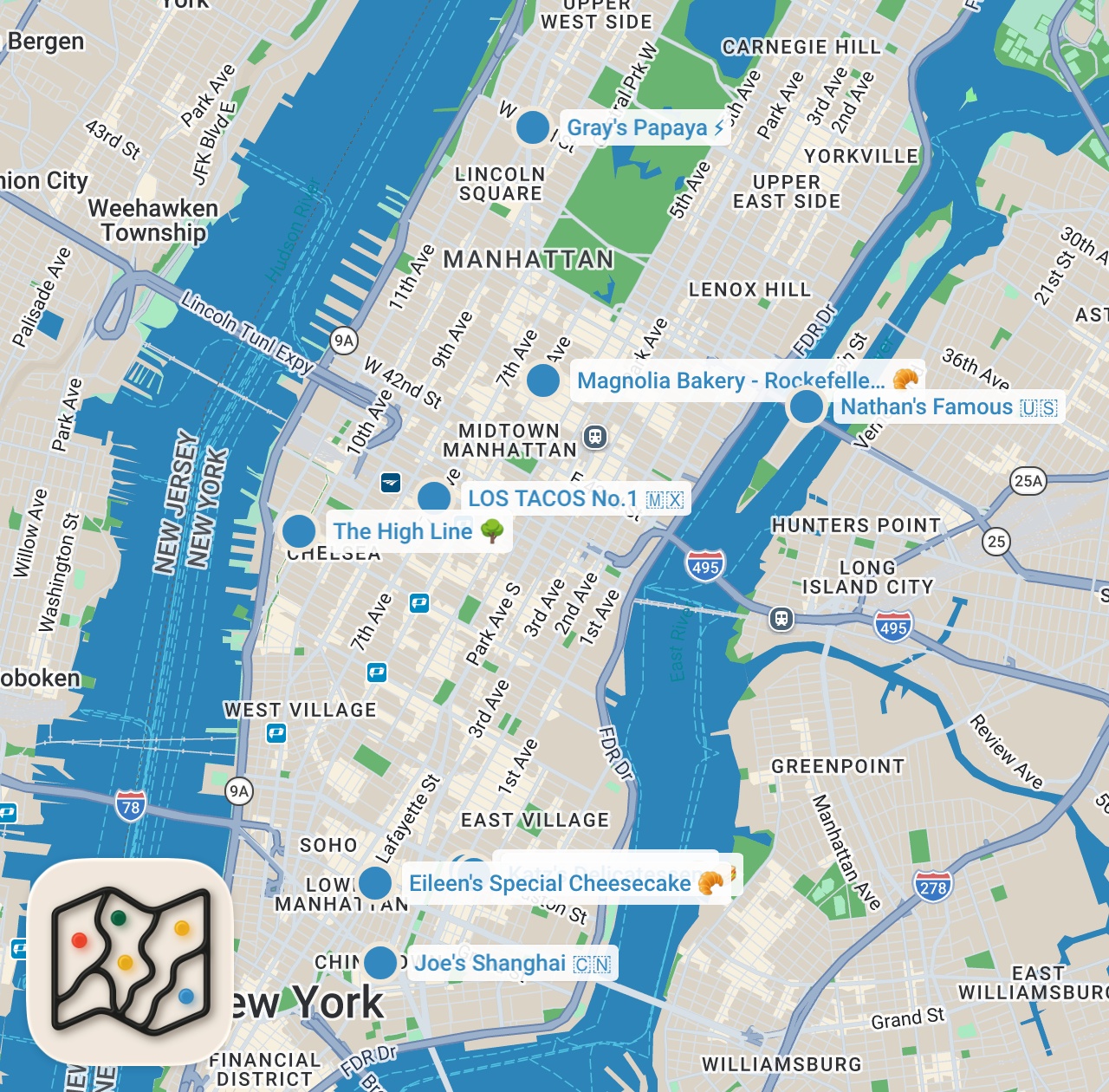 Map preview for Eating 8 of New York's Most Iconic Foods... with a Professional Chef
