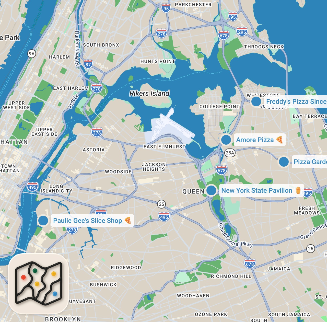 Map preview for I Tried Iconic Pizzerias in Queens, NYC! 🗽🍕