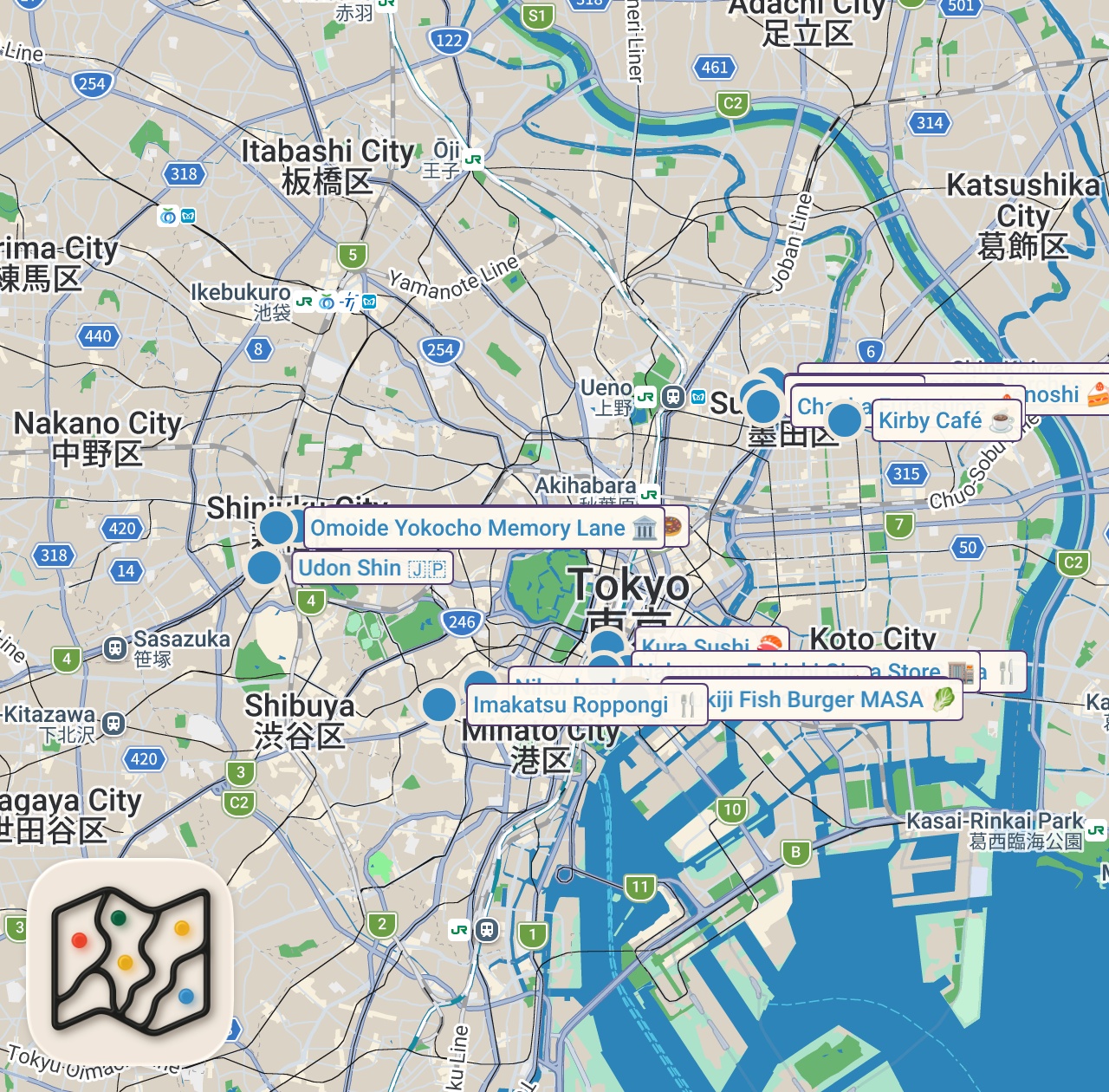 Map preview for What to Eat in TOKYO! Japan Food Tour Part 1 2024