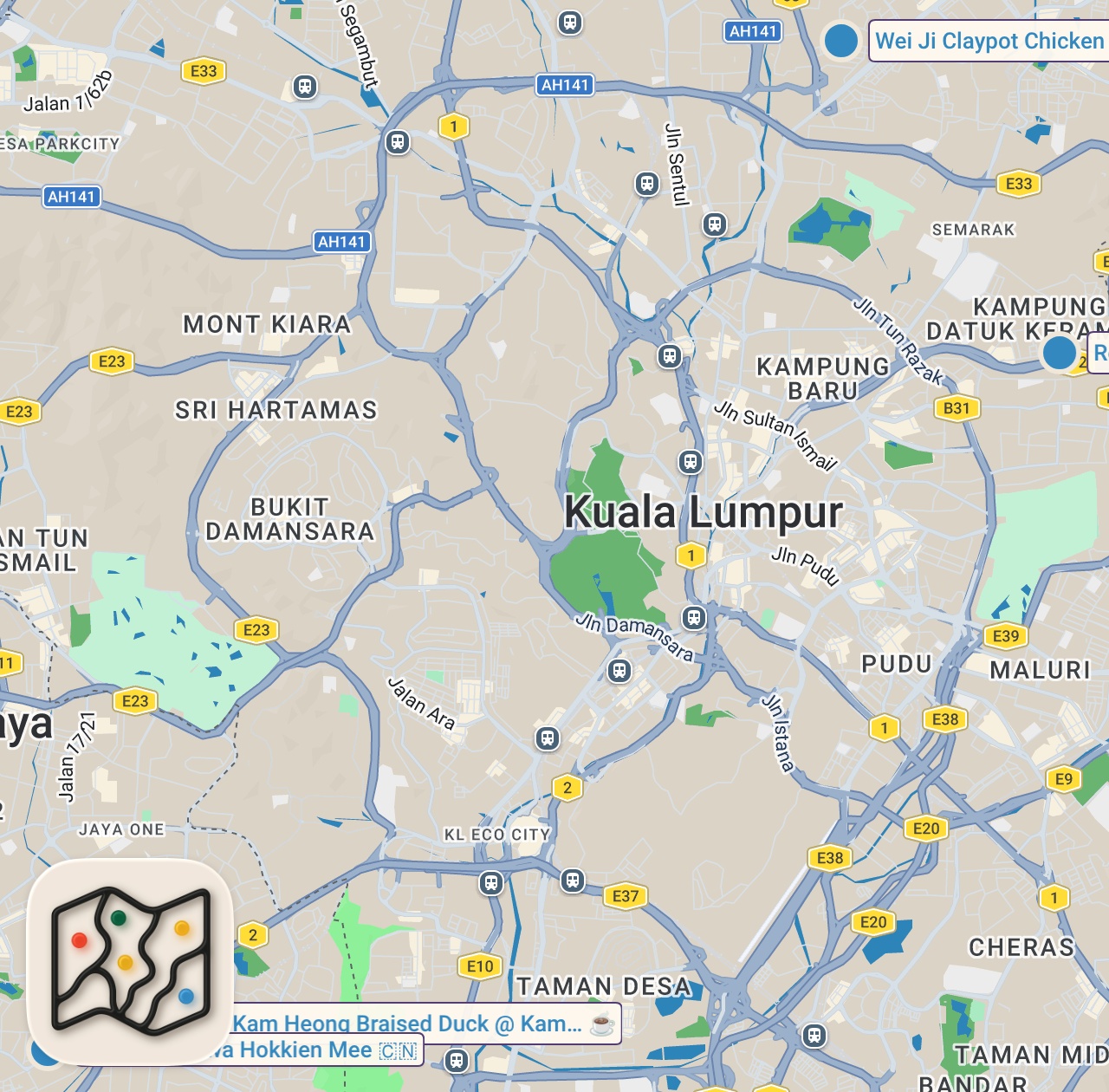 Map preview for 🇲🇾 KUALA LUMPUR Street Food Tour - Amazing Malaysian food