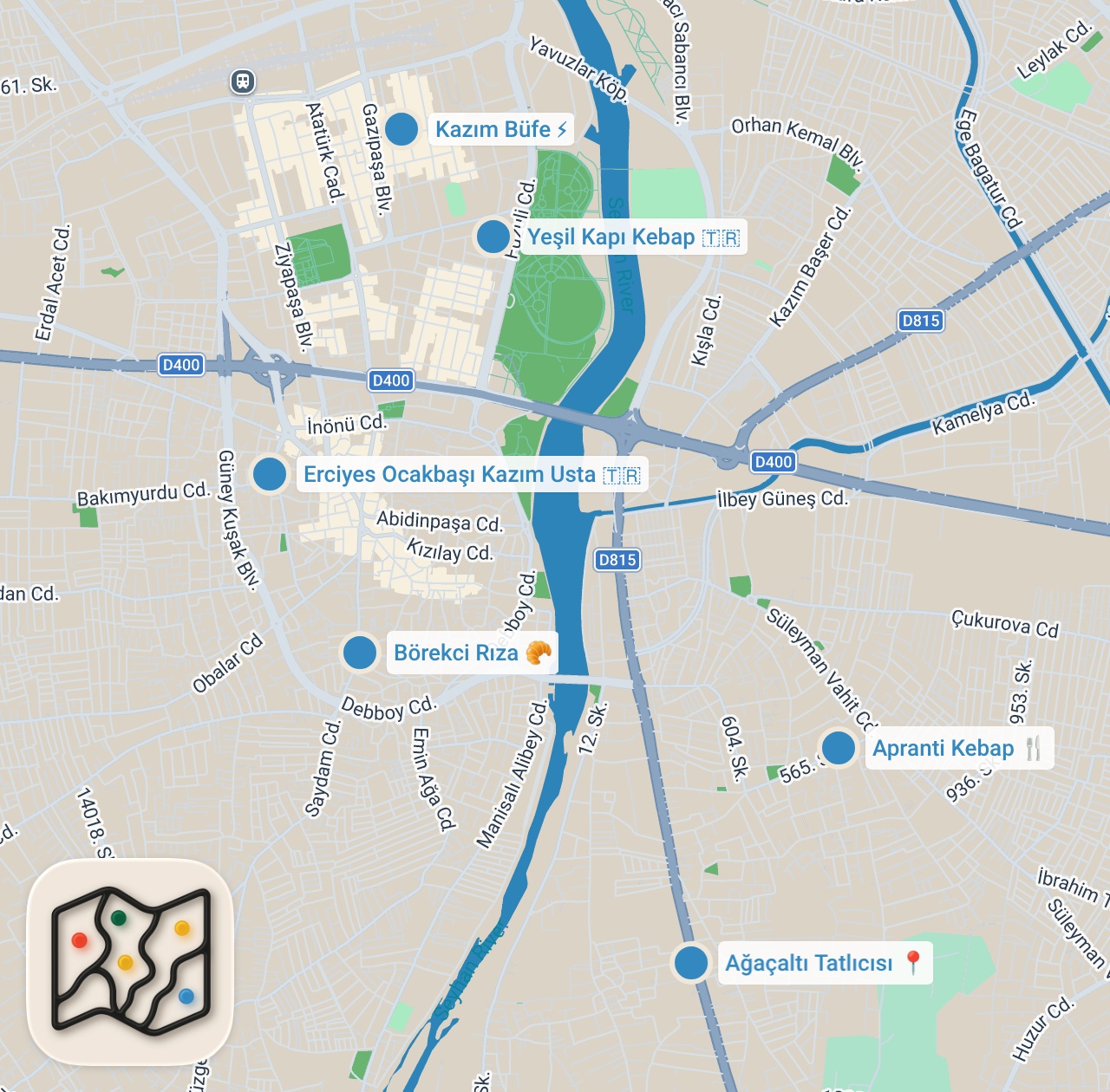 Map preview for Adana Lezzet Rehberi I Kartal başı yedik!