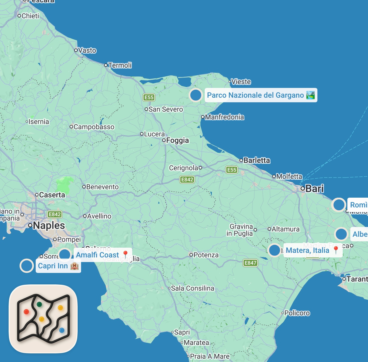 Map preview for Top 25 Places To Visit in Italy - Travel Guide