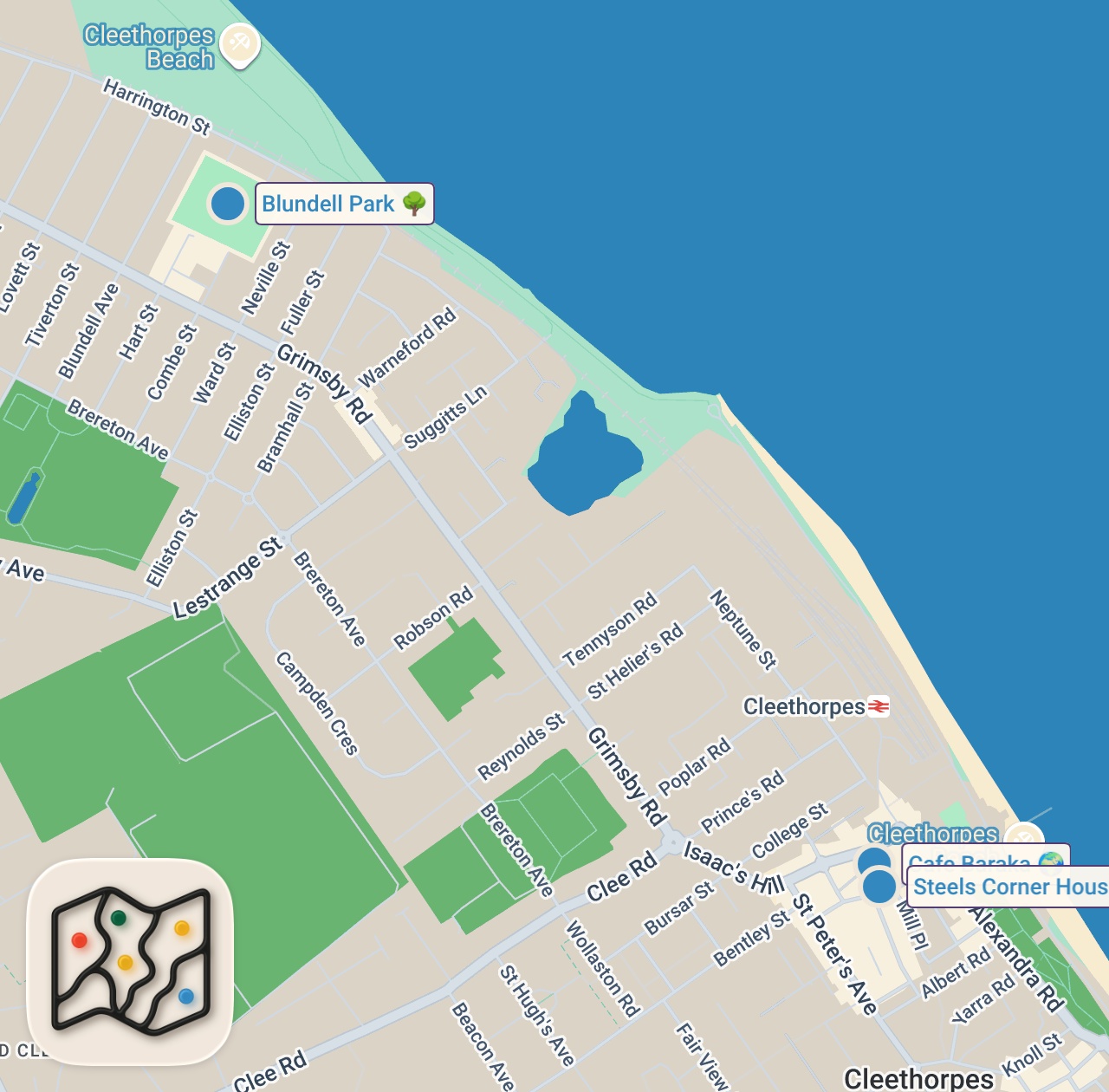 Map of 3 spots from Does Grimsby have the best Football Food in the UK?