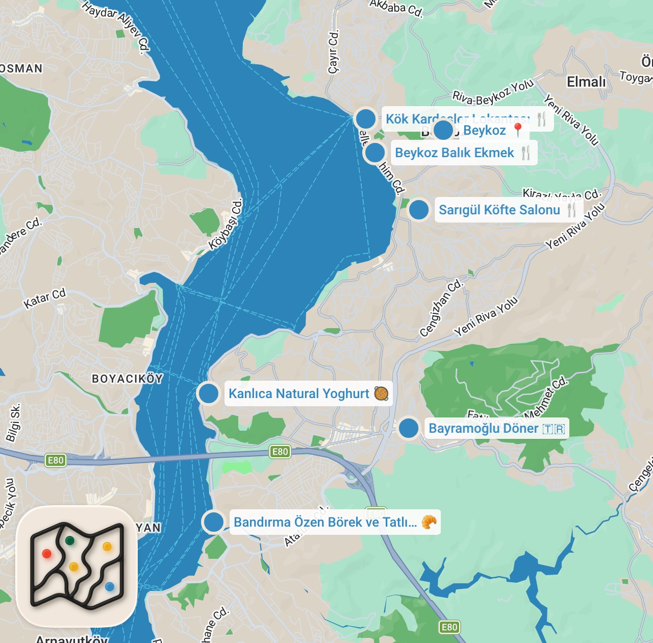 Map preview for İSTANBUL BOĞAZI'NDA SALAŞ LEZZETLER! Beykoz