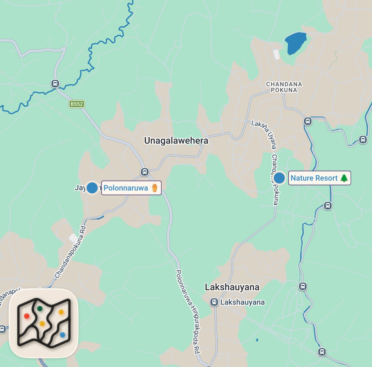 Map of 2 spots from Are Villagers Honest In Sri Lanka? These Are The Actual Prices in Polonnaruwa 🇱🇰