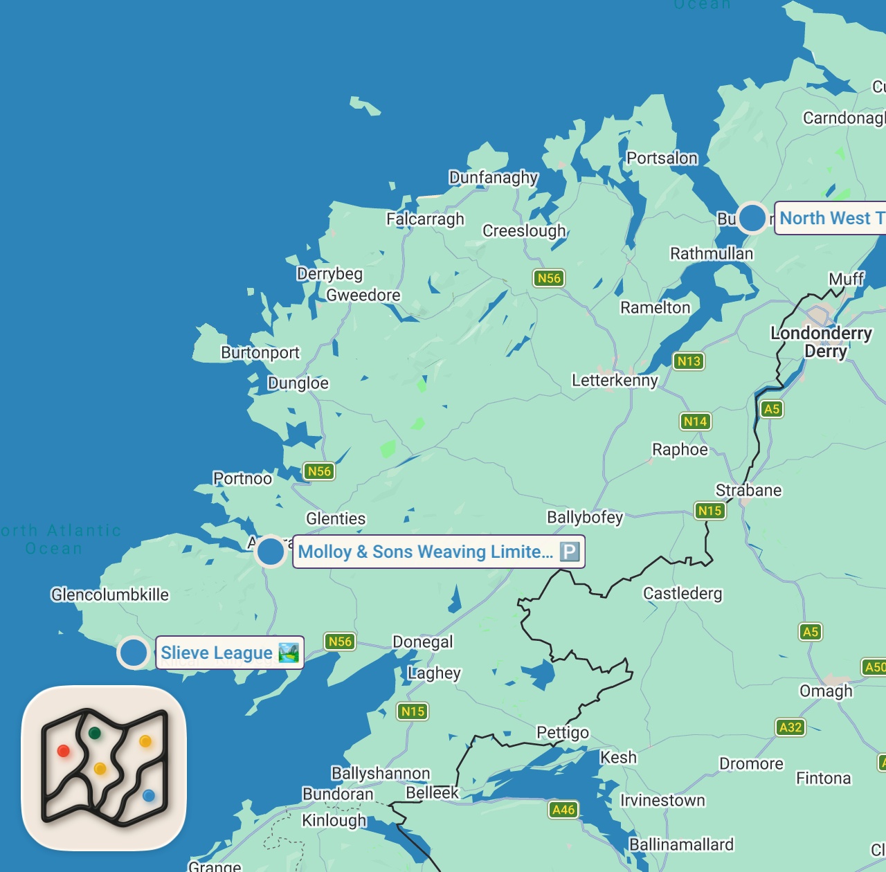 Map of 3 spots from BETTER THAN THE CLIFFS OF MOHER IRELAND | Northern Ireland Road Trip Series Ep.1