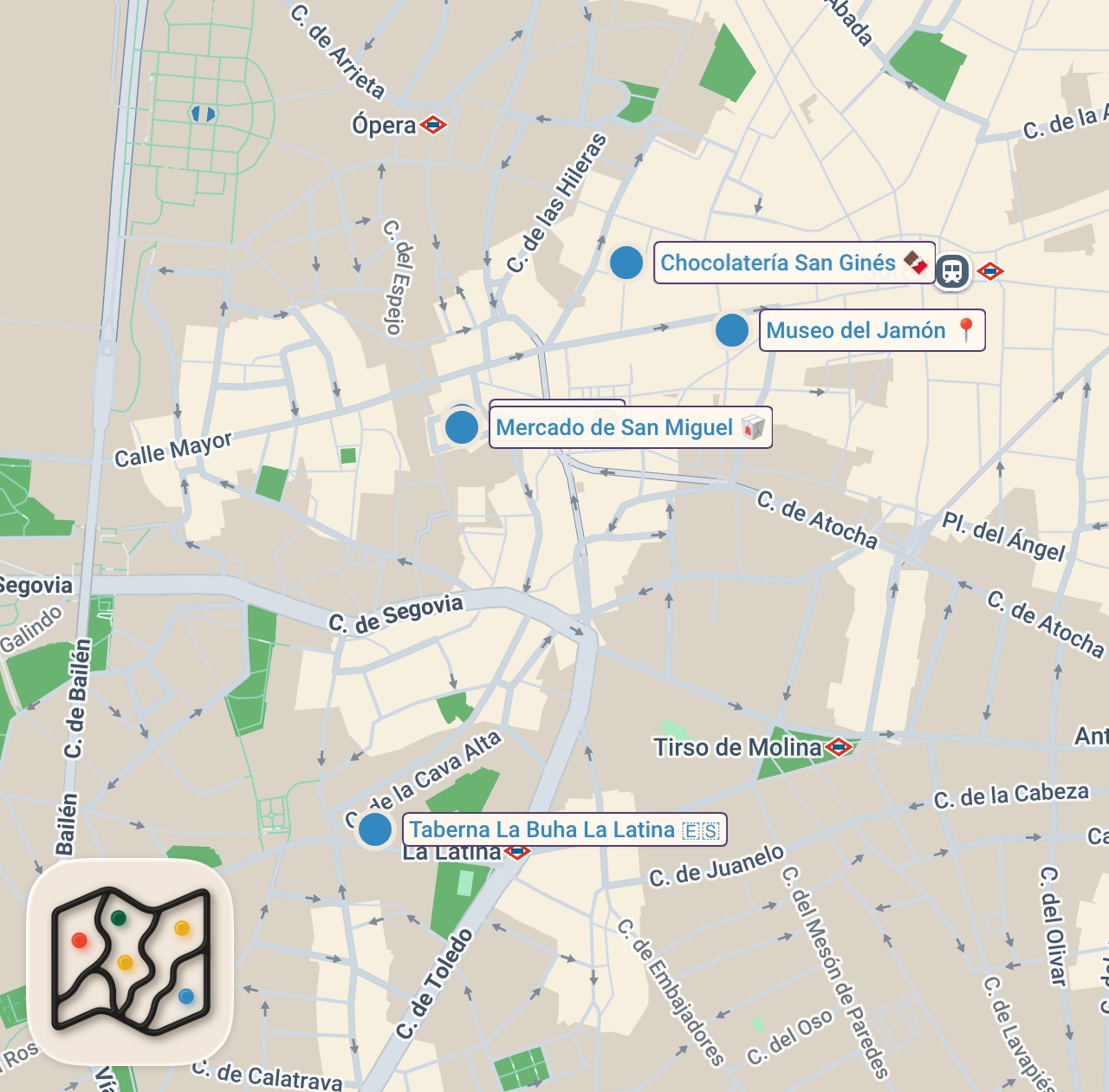 Map of 5 spots from Probando COMIDA CALLEJERA RARA en ESPAÑA 🇪🇸😱 ¿Realmente vale la pena?